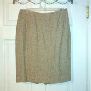 Lafayette 148 NY tan wool silk blend pencil skirt